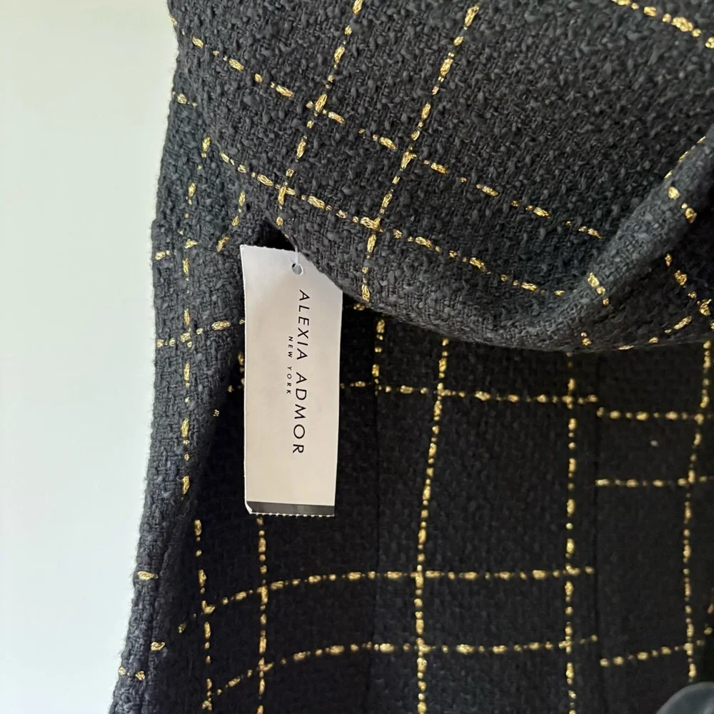 NWT Alexia Admor Windowpane 3/4 Sleeve Tweed Shift Dress - 10 - Picture 6 of 11